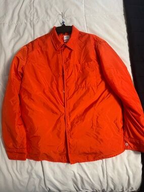 Zara Men Bright Orange Lightweight Shirt Jacket (Relaxed Fit)